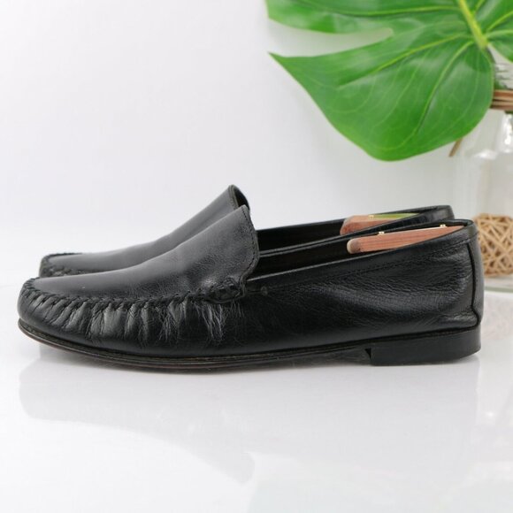 Alessandro Baroni Mens Dante Loafer Size 42 8 Black Leather Moc Toe Shoe Italy - Picture 9 of 12